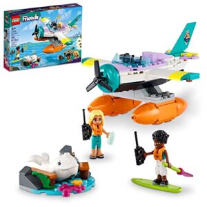 lego friends sea rescue plane 41752 building toy, creative fun for girls and boys ages 6+, includes 2 mini-dolls and a white whale plus lots of accessories, a fun gift for kids who love sea life