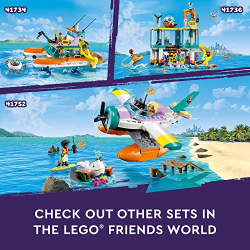 LEGO Friends Sea Rescue Plane 41752 Building Toy, Creative Fun for Girls and Boys Ages 6+, Includes 2 Mini-Dolls and a White Whale Plus Lots of Accessories, A Fun Gift for Kids Who Love Sea Life