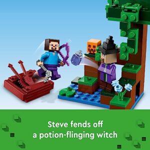 LEGO Minecraft The Pumpkin Farm 21248 Building Toy, Hands-on Action in The Swamp Biome Featuring Steve, a Witch, Frog, Boat, Treasure Chest and Pumpkin Patch, Minecraft Toy for Boys and Girls Aged 8+