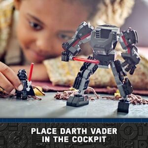 LEGO Star Wars Darth Vader Mech 75368 Buildable Star Wars Action Figure, This Collectible Star Wars Toy for Kids Ages 6 and Up Features an Opening Cockpit, Buildable Lightsaber and 1 Minifigure