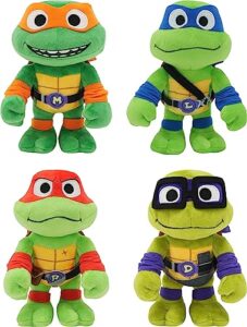 teenage mutant ninja turtles: mutant mayhem plush toys 4 pack of 8 inch leonardo, michelangelo, raphael and donatello, tmnt movie