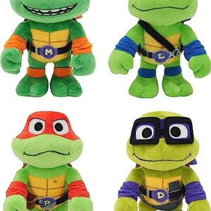 Teenage Mutant Ninja Turtles: Mutant Mayhem Plush Toys 4 Pack of 8 Inch Leonardo, Michelangelo, Raphael and Donatello, TMNT Movie