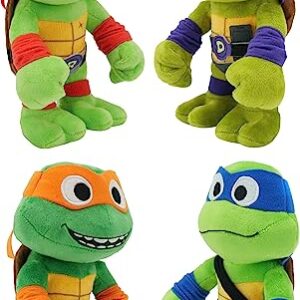 Teenage Mutant Ninja Turtles: Mutant Mayhem Plush Toys 4 Pack of 8 Inch Leonardo, Michelangelo, Raphael and Donatello, TMNT Movie