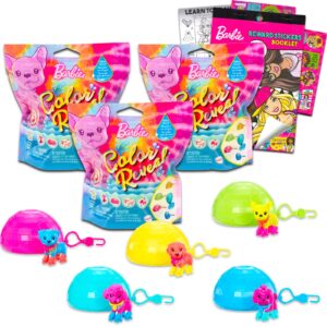 barbie color reveal party favors - 3 pc bundle with barbie color reveal pet mystery eggs, barbie stickers | barbie easter accessories