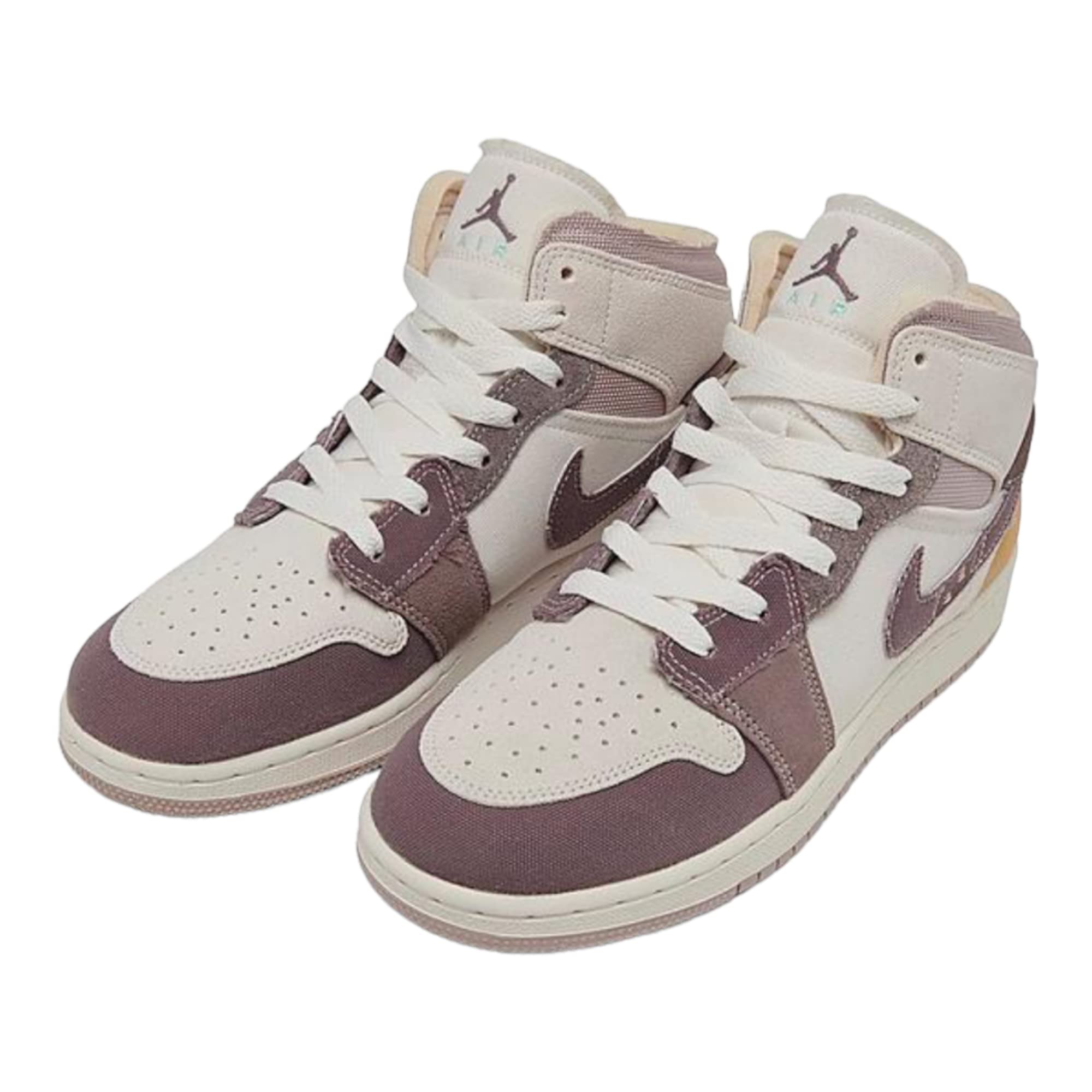 NIKE Jordan 1 Mid Grade School Big Kids Sail/Taupe Haze-Fossil Stone DZ4466-102 5.5Y 5.5 Big Kid