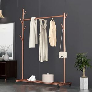 TJLSS Metal Hanger Marble Hanger Floor Bedroom Living Room Hanging Clothes and Simple (Color : Rose Gold, Size : 169 * 120 * 46cm)