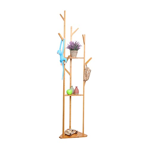 EYHLKM Natural Clothes Hanger Stand Multi-Functional Clothes Rack Coat Rack Floor Standing Clothes Hanging Shelf Clothes