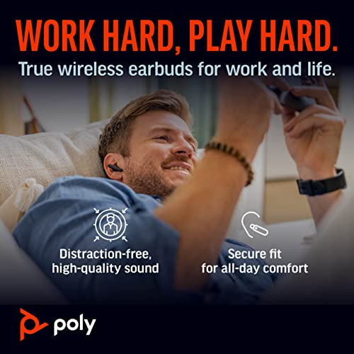 Poly Voyager Free 60 True Wireless Earbuds (Plantronics) – Noise-Canceling Mics for Clear Calls – Active Noise Canceling (ANC) – Portable Charge Case – Compatible w/iPhone, Android – Amazon Exclusive