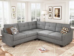 honbay convertible sectional sofa, l shaped couch, reversible 4 seat corner sofa for small apartment,light grey, 82.7/''d x 82.7/''w x 36.2/''h