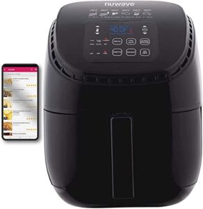 nuwave brio 3-qt air fryer, touch screen digital controls & easy to read display, 100°f- 390°f temp controls in 5° increments, linear thermal (linear t) technology, built-in safety features (renewed)
