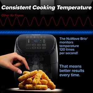 Nuwave Brio 3-Qt Air Fryer, Touch Screen Digital Controls & Easy to Read Display, 100°F- 390°F Temp Controls in 5° Increments, Linear Thermal (Linear T) Technology, Built-In Safety Features (Renewed)