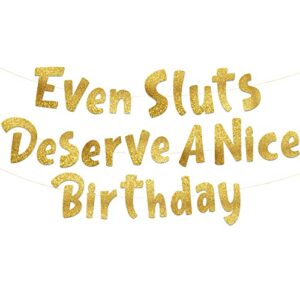 funny girls gold birthday glitter banner – happy birthday party supplies, ideas, and gifts – 21st, 22nd, 23rd,24th, 25th, and 30th adult birthday decorations