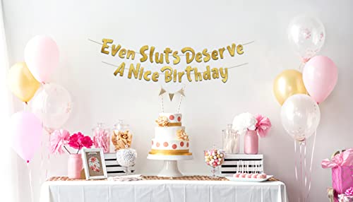 Funny Girls Gold Birthday Glitter Banner – Happy Birthday Party Supplies, Ideas, and Gifts – 21st, 22nd, 23rd,24th, 25th, and 30th Adult Birthday Decorations