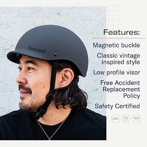 Thousand Adult Bike Helmet The Original Low Profile Retro Commuter Cycling Helmet Safety Certified for Bicycle Skateboard Road Bike Skating Roller Skates; for Men & Women; Heritage Collection (Medium)