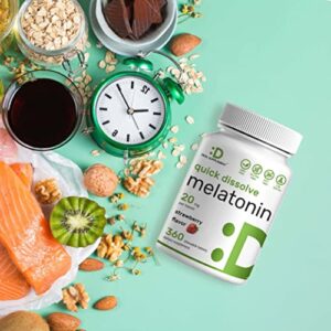 Melatonin 20mg Tablets, 360 Pill - Strawberry Flavored - Easy Consumption & Absorption | Keto, Vegan Friendly, Bulk Supply (360 Servings)