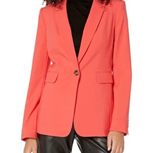 DKNY Women's Pockets Casual Lon Sleeve Jacket, Cayenne