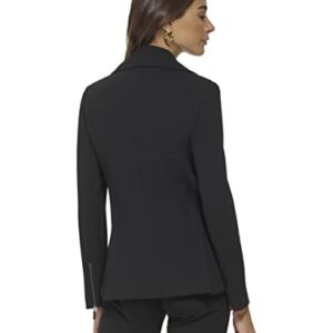 DKNY Women's Casual Pockets Front Zip Jacket, Black