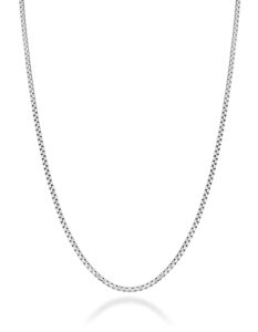 miabella italian 925 sterling silver solid 2mm round box chain necklace for women men rolo necklace made in italy (sterling silver, length 22 inches (men's average length))