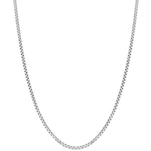 Miabella Italian 925 Sterling Silver Solid 2mm Round Box Chain Necklace for Women Men Rolo Necklace Made in Italy (sterling silver, Length 22 Inches (men's average length))