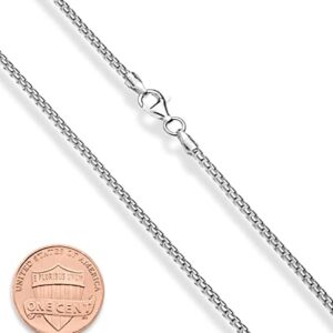 Miabella Italian 925 Sterling Silver Solid 2mm Round Box Chain Necklace for Women Men Rolo Necklace Made in Italy (sterling silver, Length 22 Inches (men's average length))