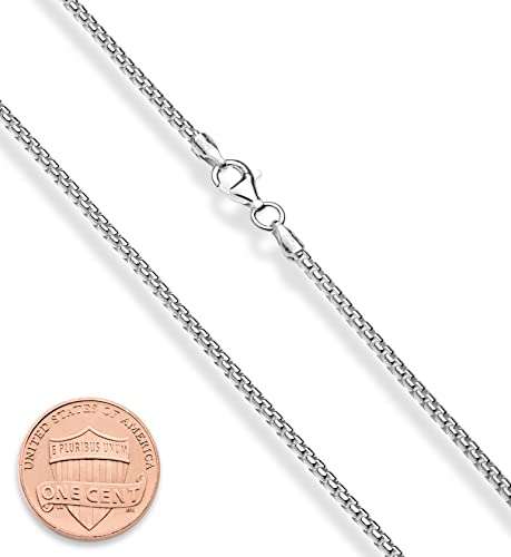 Miabella Italian 925 Sterling Silver Solid 2mm Round Box Chain Necklace for Women Men Rolo Necklace Made in Italy (sterling silver, Length 22 Inches (men's average length))