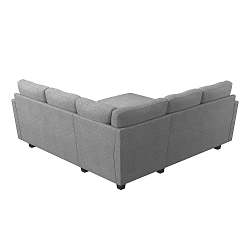 HONBAY Convertible Sectional Sofa, L Shaped Couch with Storage Ottoman, Reversible 4 Seat Corner Sofa for Small Apartment,Light Grey