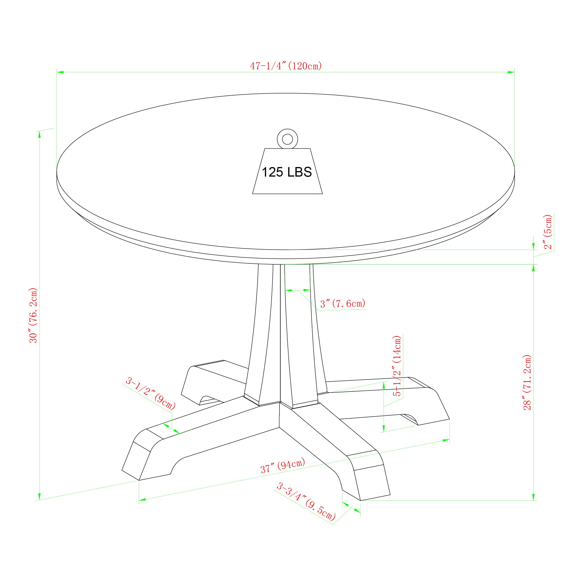 Walker Edison Caely Modern Simple Round Dining Table with Pedestal Base, 48 Inch, Black