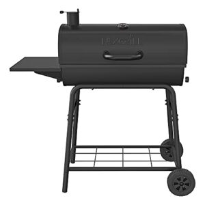 nexgrill premium charcoal barrel grill, 29 inches barbecue grill, heavy duty charcoal barrel bbq grill, outdoor cooking, side shelf, for camping, patio, backyard, tailgating barrel grill