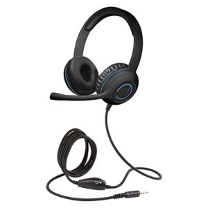 cyber acoustics 3.5mm stereo headset 10-pack with headphones and noise cancelling microphone for pcs, tablets, and cell phones in the classroom or home (ac-5002-10)
