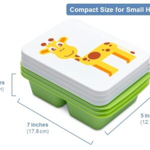 3-PACK TotBox Kids Lunch Box, Bento Snack Box for Daycare, Preschool, Kindergarten, Toddlers, Baby, Boys, Girls, Small Cute Stackable Dishwasher-safe Food Storage Containers, Fits Sandwich