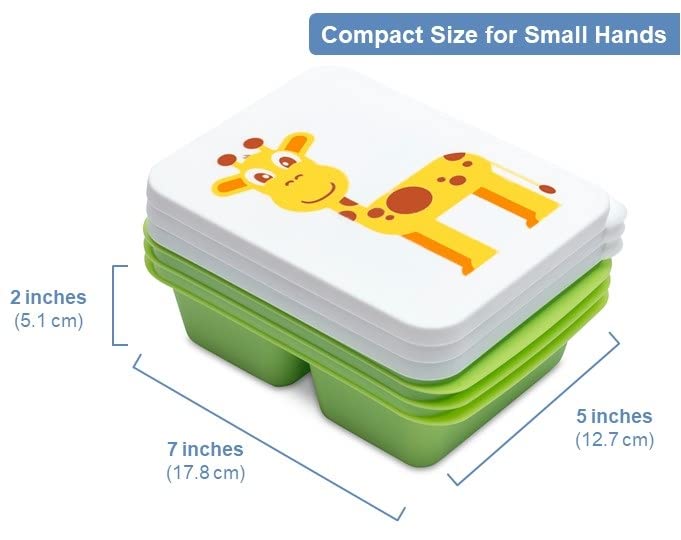 3-PACK TotBox Kids Lunch Box, Bento Snack Box for Daycare, Preschool, Kindergarten, Toddlers, Baby, Boys, Girls, Small Cute Stackable Dishwasher-safe Food Storage Containers, Fits Sandwich