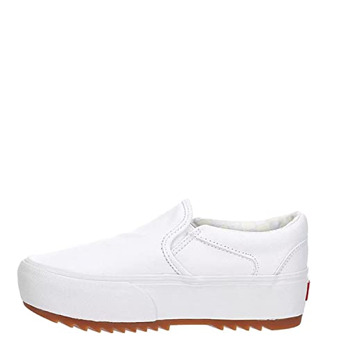 Vans Unisex Asher Platform Sneaker - Slip On Style - Canvas White 9