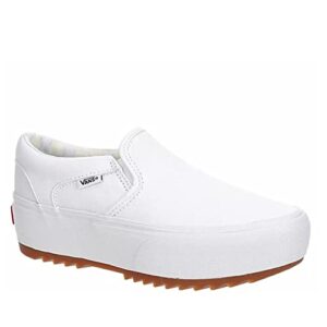 Vans Unisex Asher Platform Sneaker - Slip On Style - Canvas White 9