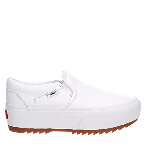 Vans Unisex Asher Platform Sneaker - Slip On Style - Canvas White 9