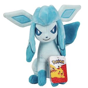 pokémon 8" glaceon plush - officially licensed - quality & soft stuffed animal toy - eevee evolution - add glaceon to your collection! - great gift for kids & fans of pokemon