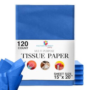 120 sheets of dark blue tissue paper - 15" x 20" packing paper sheets for moving - 10lb wrapping paper - newsprint paper for packing, gift wrapping, moving supplies & protecting items crown display