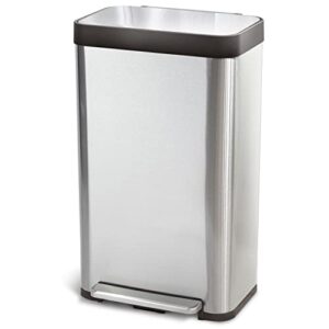 home zone living 18.5 gallon kitchen trash can, tall stainless steel liner-free body, 70 liter capacity, silver, virtuoso series