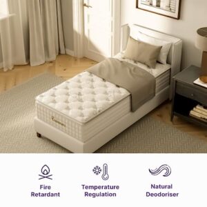 NapQueen Cashmere, 14" Queen Hybrid of Memory Foam and Edge Support Pocket Coils, Pillow Top Mattress