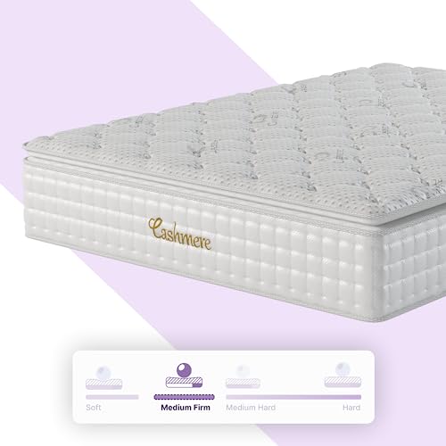 NapQueen Cashmere, 14" Queen Hybrid of Memory Foam and Edge Support Pocket Coils, Pillow Top Mattress