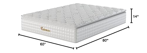 NapQueen Cashmere, 14" Queen Hybrid of Memory Foam and Edge Support Pocket Coils, Pillow Top Mattress