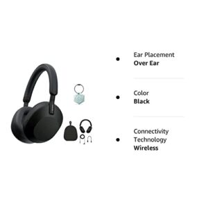 Sony WH-1000XM5 Wireless Noise Canceling Over-Ear Headphones (Black) Bundle with My Bluetooth Locator Keychain Finder (2 Items)