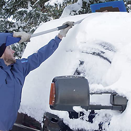 Snow Joe SJBLZD-JMB-SJB-P2 2-in-1 Telescoping Jumbo Snow Broom + Ice Scraper, 19-in.