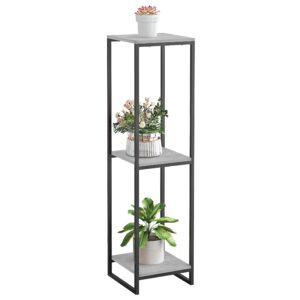 jepreco 46" tall plant stand indoor, 3-tier modern plant shelf, corner flower pot holder organizer for living room balcony patio garden (oak grey)