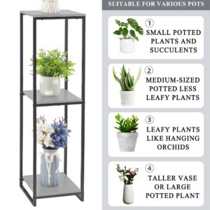 JEPRECO 46" Tall Plant Stand Indoor, 3-Tier Modern Plant Shelf, Corner Flower Pot Holder Organizer for Living Room Balcony Patio Garden (Oak Grey)