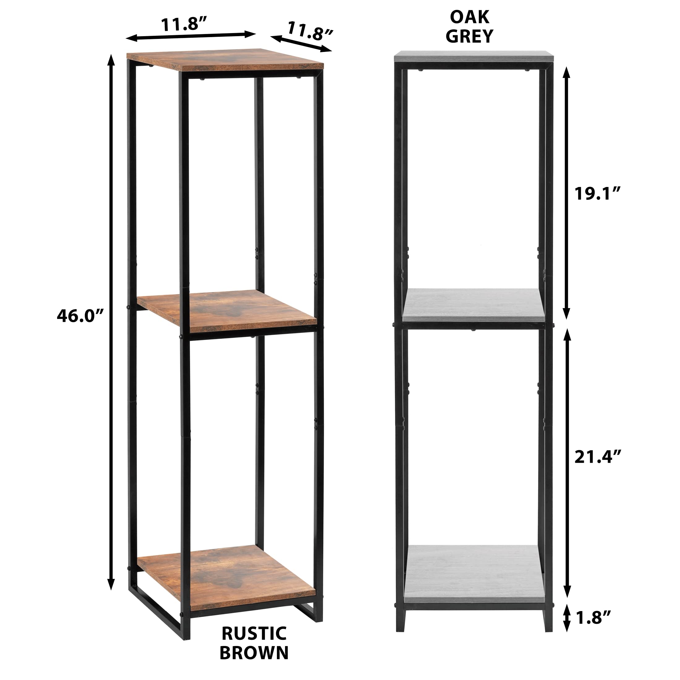 JEPRECO 46" Tall Plant Stand Indoor, 3-Tier Modern Plant Shelf, Corner Flower Pot Holder Organizer for Living Room Balcony Patio Garden (Oak Grey)