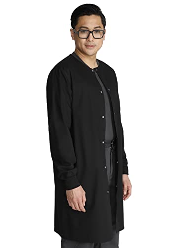 Cherokee Men & Women Scrubs Lab Coat Workwear Professionals 40" Snap Front Plus Size WW361, 3XL, Black