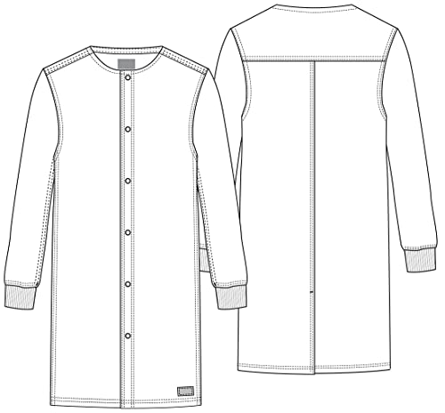 Cherokee Men & Women Scrubs Lab Coat Workwear Professionals 40" Snap Front Plus Size WW361, 3XL, Black