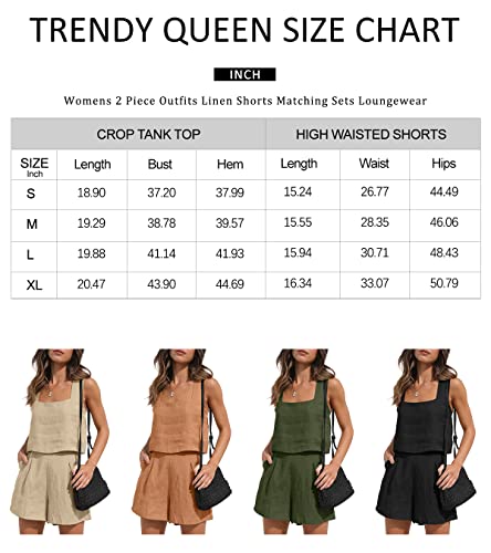 Trendy Queen Women 2 Piece Outfits Summer Linen Matching Sets Two Piece Lounge Shorts Crop Tank Tops 2023 Beach Clothes Vacation Romper