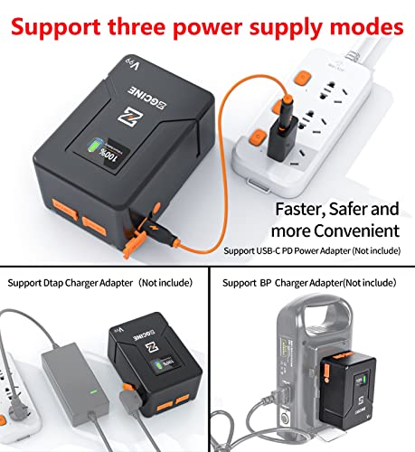 ZGCINE ZG-V99 V2 Upgraded Version Mini V-Mount Battery 99Wh (14.8V 6800mAh), Support PD USB-C Charger with D-TAP BP USB-C USB-A Output for BMPCC 4K 6K Pro, ZCAM, Canon EOS R5C, Sony FX3