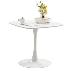 atsnow 31.5 in white square pedestal tulip table, mid century modern dining table for small spaces